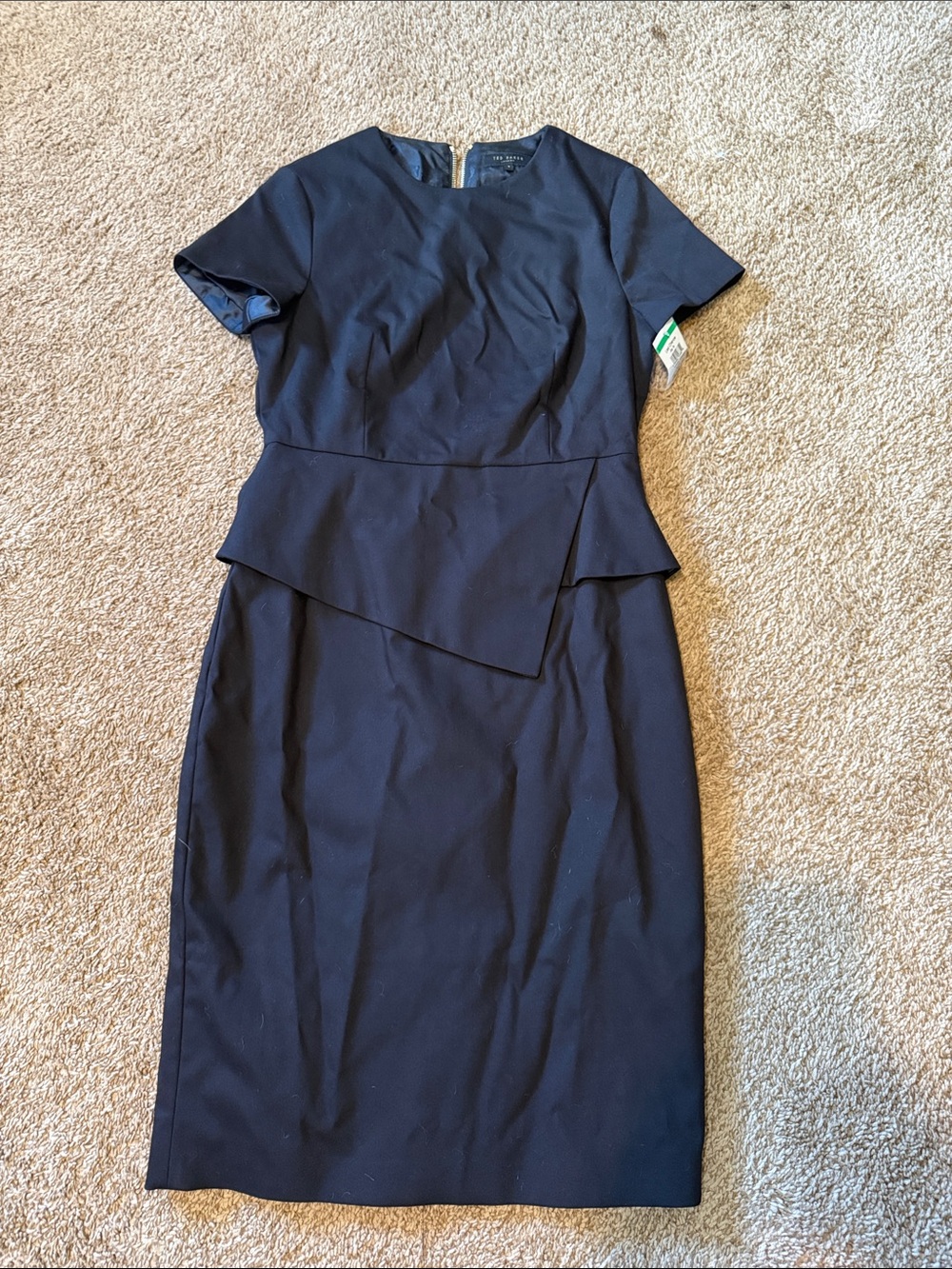 Ted Baker black Asymmetric Peplum Midi Dress